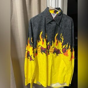 Vintage Flame Print Shirt men’s Sz lg